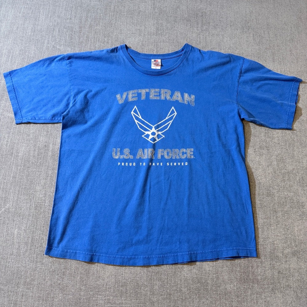 Bayside Mens US Air Force Veteran Graphic T-Shirt Blue XL Made in USA‎ H3 31